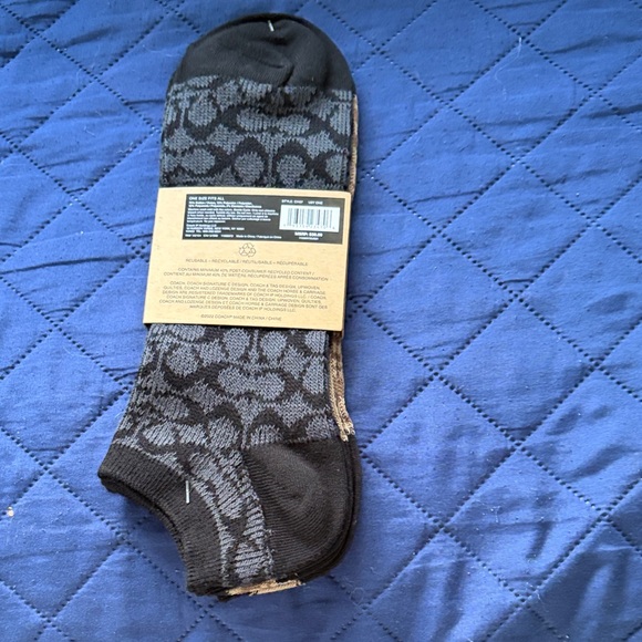 Coach Black and Tan Patterned Ankle Socks - Picture 2 of 3